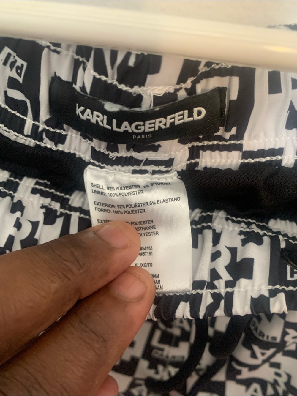 Karl Lagerfeld Men’s Black & White Logo Athletic Shorts